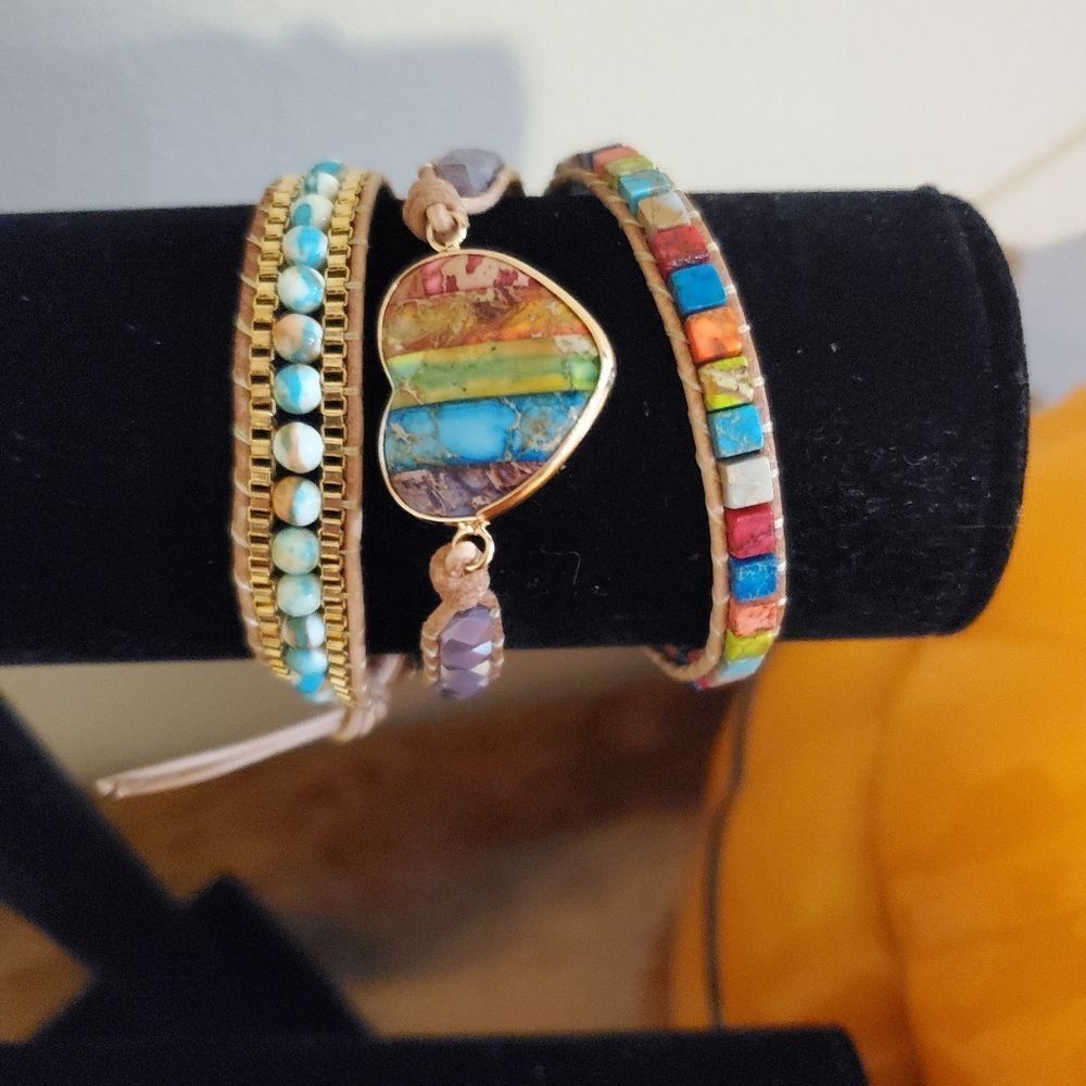 New heart stone wrap bracelet